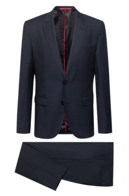 Regular-fit suit in a virgin-wool blend, Dark Blue