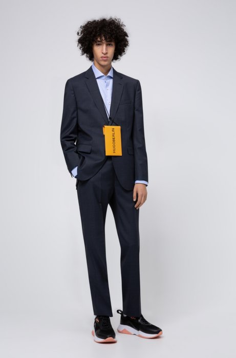 Regular-fit suit in a virgin-wool blend, Dark Blue