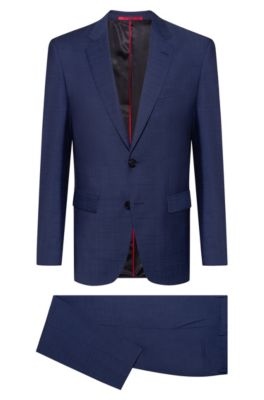 Regular-fit suit in a virgin-wool blend, Dark Blue