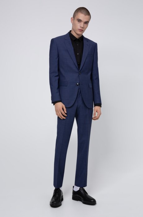 Regular-fit suit in a virgin-wool blend, Dark Blue