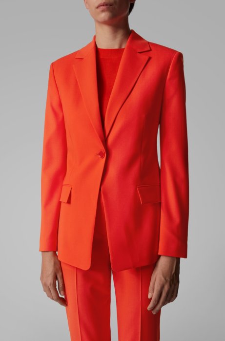 Slim-fit jacket in traceable stretch virgin wool, Orange
