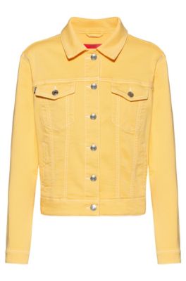 Slim-fit jacket in coloured stretch denim, Light Yellow