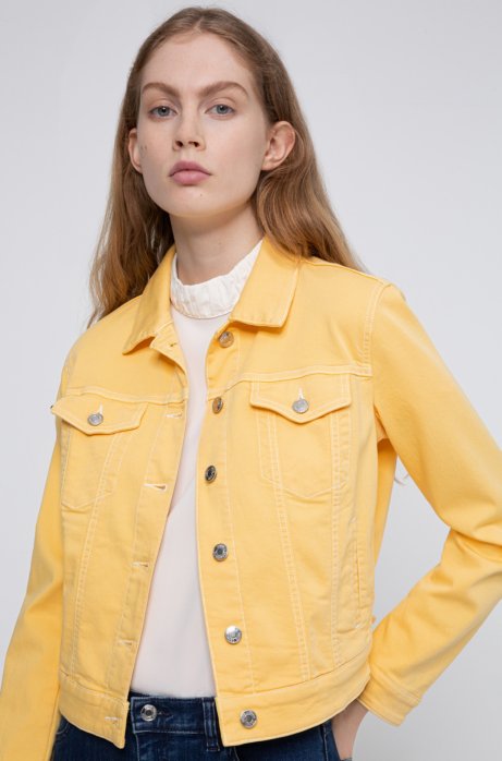 Slim-fit jacket in coloured stretch denim, Light Yellow