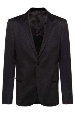 Slim-fit jacket in micro-check stretch jersey, Black