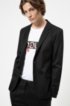 Slim-fit jacket in micro-check stretch jersey, Black