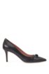 Heeled pumps in Italian leather with bow detail, Black