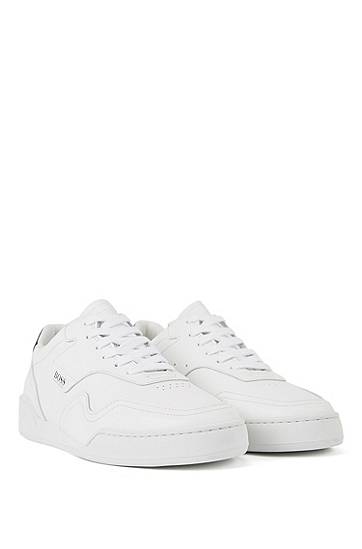 Hugo Boss Low-top Trainers In Italian Calf Leather In White