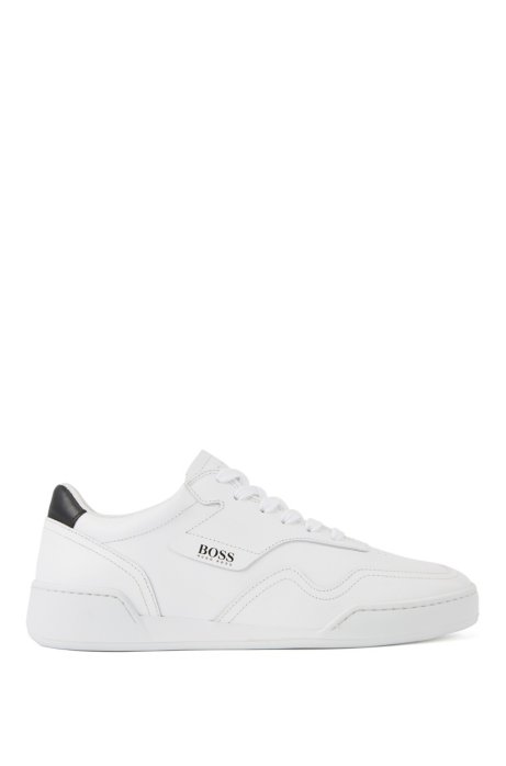 Low-top trainers in Italian calf leather, White