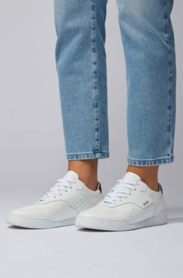 hugo boss blue leather trainers