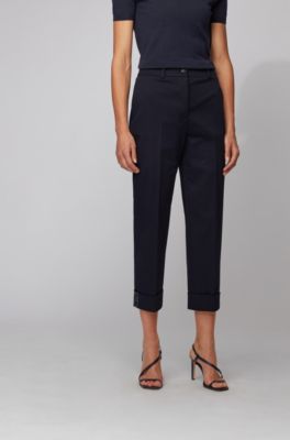 BOSS - Relaxed-fit cropped trousers in 