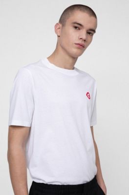 Cotton-jersey T-shirt with collection graphic, White