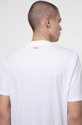Cotton-jersey T-shirt with collection graphic, White