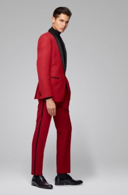 burgundy hugo boss suit