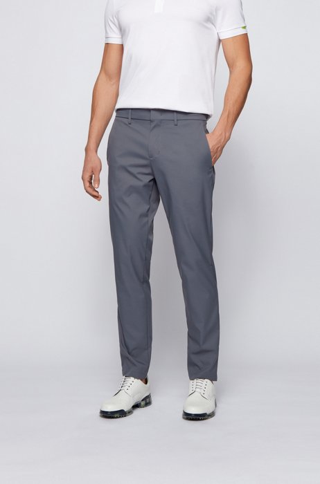 Slim-fit pants in water-repellent technical twill, Dark Grey