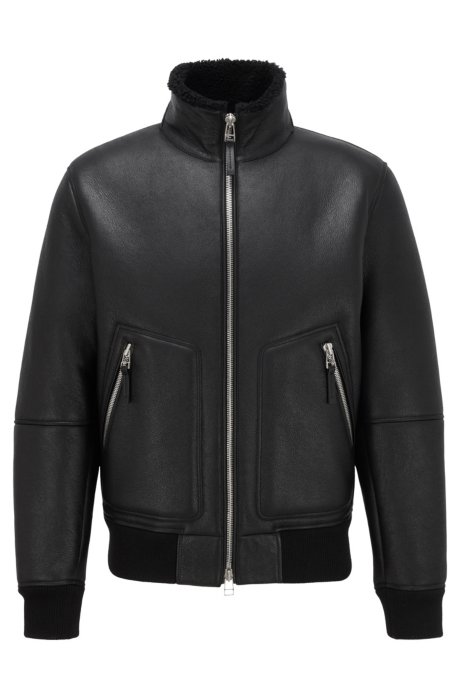 Lambskin jacket with shearling inner, Black