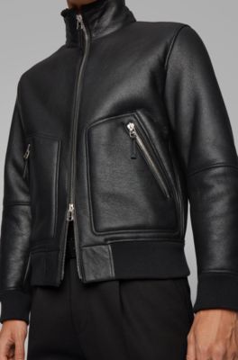 BOSS - Lambskin jacket with shearling inner