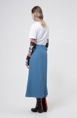 Midi skirt in crepe with buckle detail