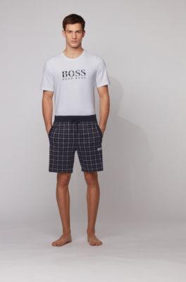 Cotton pyjama set with checked shorts