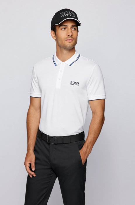 Active-stretch golf polo shirt with S.Café®, White