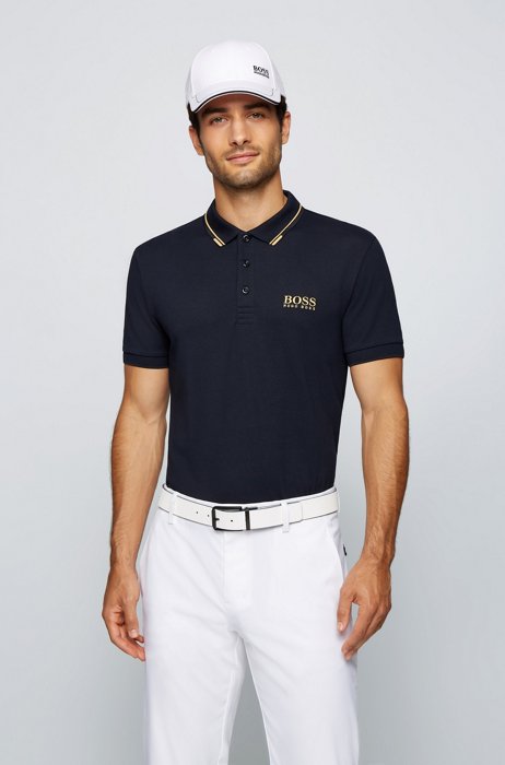 Active-stretch golf polo shirt with S.Café®, Dark Blue