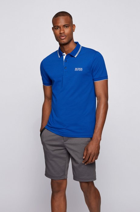 Active-stretch golf polo shirt with S.Café®, Blue