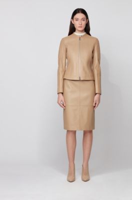 hugo boss leather pencil skirt