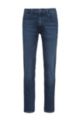 Mid-blue skinny-fit jeans in used-effect stretch denim, Blue