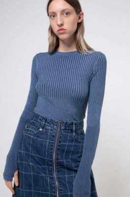 dark blue knit sweater