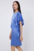 Hammered-crepe dress with volant detail and concealed zip, Blue