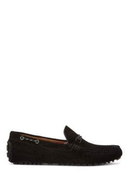 black suede driving moccasins