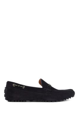 black suede driving moccasins
