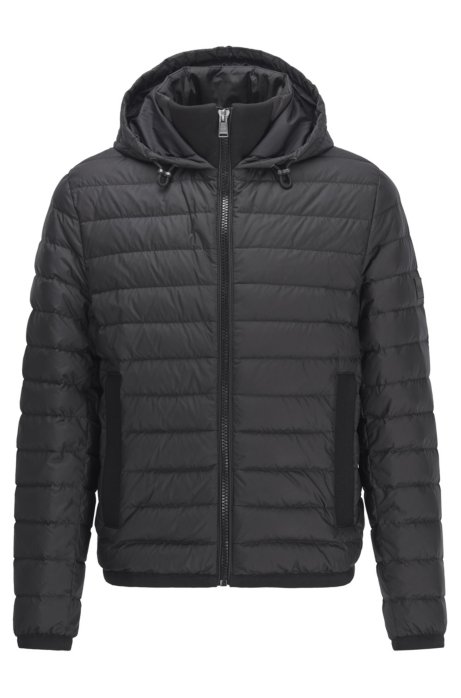Water-repellent down jacket with pop-colour lining, Black