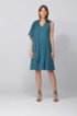 V-neck dress in double-faced Portuguese stretch fabric, Turquoise