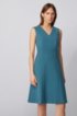 V-neck dress in double-faced Portuguese stretch fabric, Turquoise
