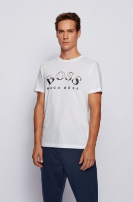 hugo boss curved logo t shirt