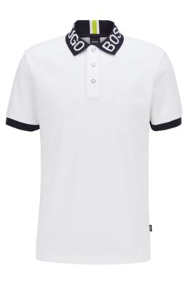 Regular-fit polo shirt with logo collar