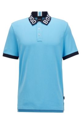 Regular-fit polo shirt with logo collar