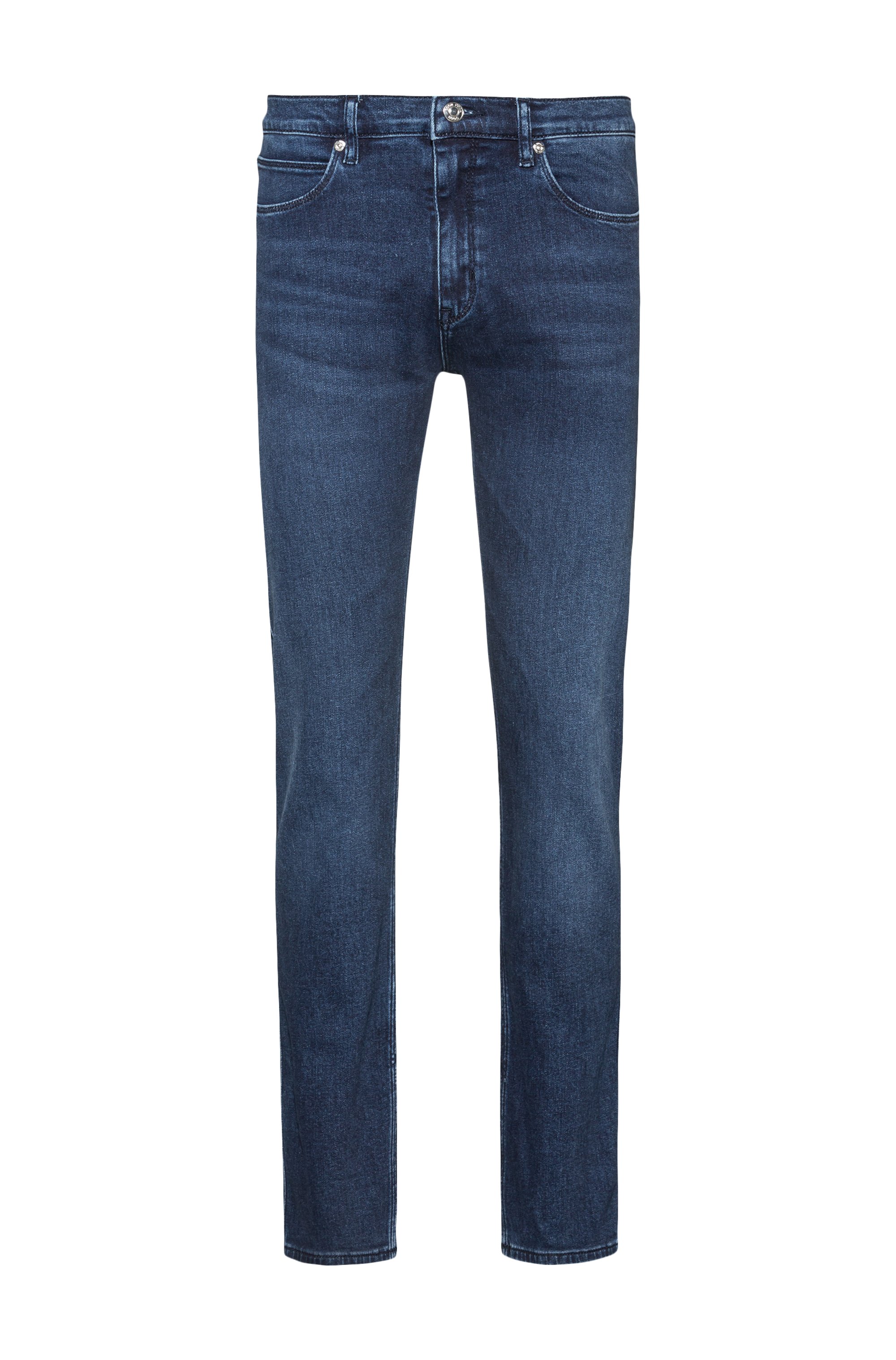 Slim-fit jeans in mid-blue stretch denim, Blue