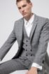 Extra-slim-fit three-piece suit in checked wool, Light Grey