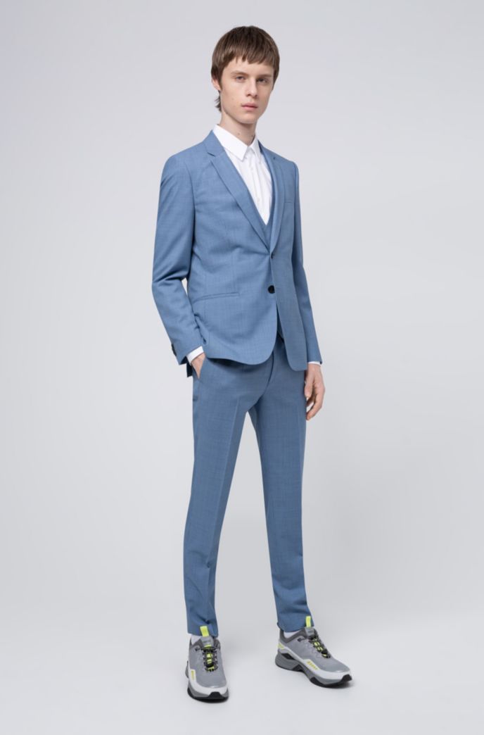 Extra-slim-fit three-piece suit in patterned wool