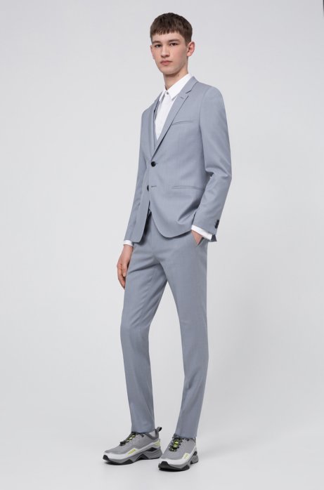 Extra-slim-fit suit in exclusive virgin-wool twill, Light Blue
