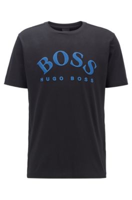 BOSS - Cotton T-shirt with curved logo
