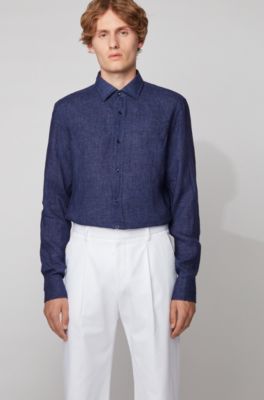dark blue slim fit shirt