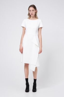 Short-sleeved dress with draped detail