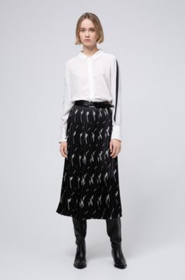 midi skirt with handwritten-logo motif