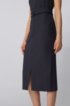 Sleeveless shift dress in stretch twill with belted waist, Dark Blue