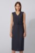 Sleeveless shift dress in stretch twill with belted waist, Dark Blue