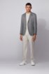 Slim-fit jacket in patterned fabric with linen, Grey
