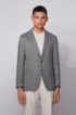 Slim-fit jacket in patterned fabric with linen, Grey