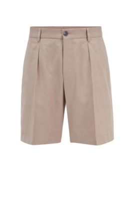 BOSS - Relaxed-fit pleat-front shorts 